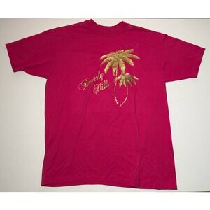 Vintage Single Stitch Beverly Hills T-Shirt | Pink/Gold | XL